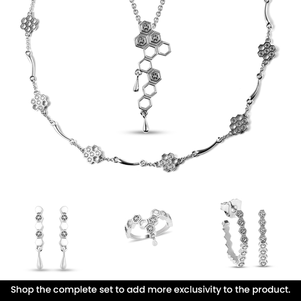 LucyQ Honeycomb Collection - Rhodium Overlay Sterling Silver Station Necklace (Size - 18)