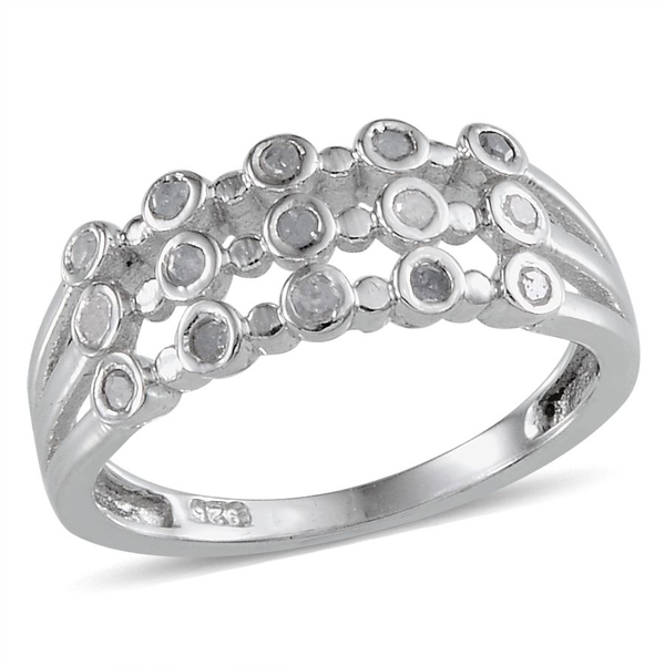 Diamond (Rnd) Ring in Platinum Overlay Sterling Silver 0.200 Ct.