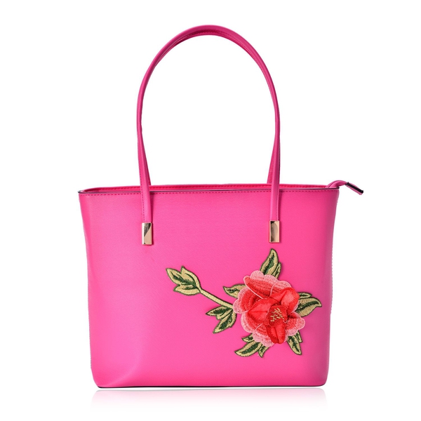 3D Floral Pattern Pink Colour Tote Bag (Size 38x28x8 Cm)
