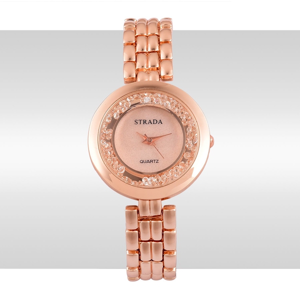 STRADA Japanese Movement Mother Of Pearl Watch in Rose Gold Tone