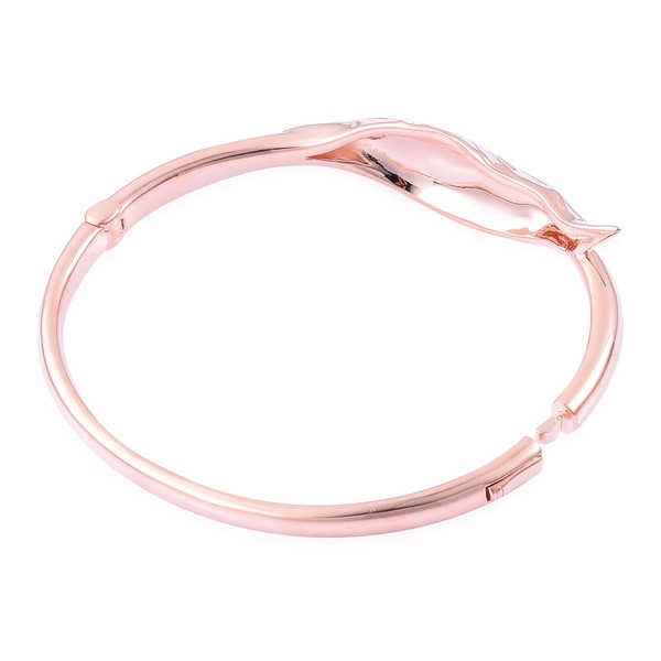 RACHEL GALLEY Rose Gold Overlay Sterling Silver Fallen Bangle (Size 7.5), Silver wt 28.00 Gms.