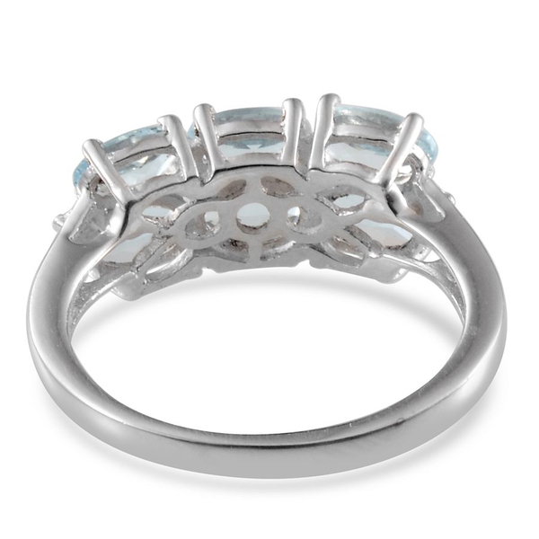 Espirito Santo Aquamarine (Ovl) Ring in Platinum Overlay Sterling Silver 2.000 Ct.