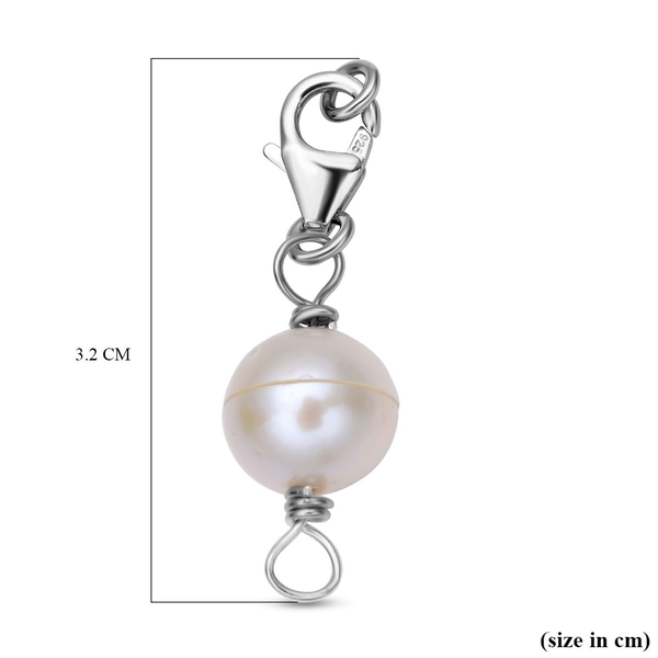 TJC Launch-White Edison Pearl Magnetic Lock in Rhodium Overlay Sterling Silver