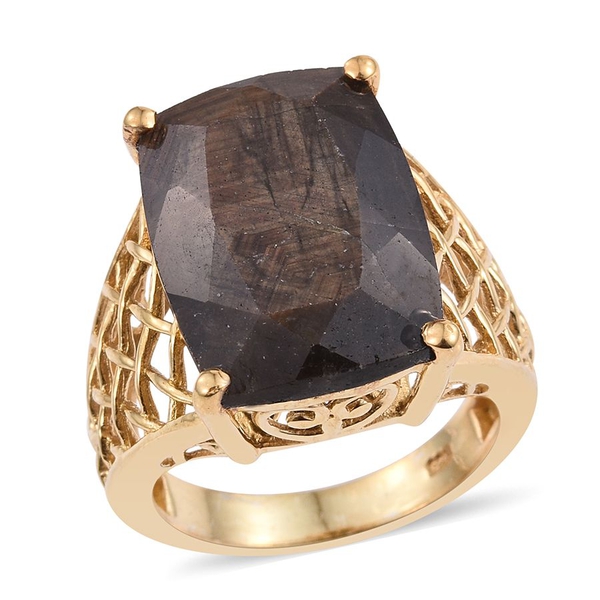 Natural Zawadi Golden Sheen Sapphire (Cush) Ring in 14K Gold Overlay Sterling Silver 22.250 Ct.
