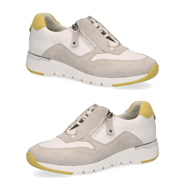 Caprice Leather Lace-up Trainers - White and Grey
