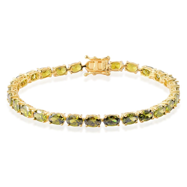 AAA Simulated Peridot (Ovl) Bracelet (Size 7.5) in Yellow Gold Overlay Sterling Silver
