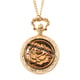 GENOA Japanese Movement Water Resistant Rose Carved Tiger Eye Pocket Watch with Chain (Size 31) in Gold Tone
