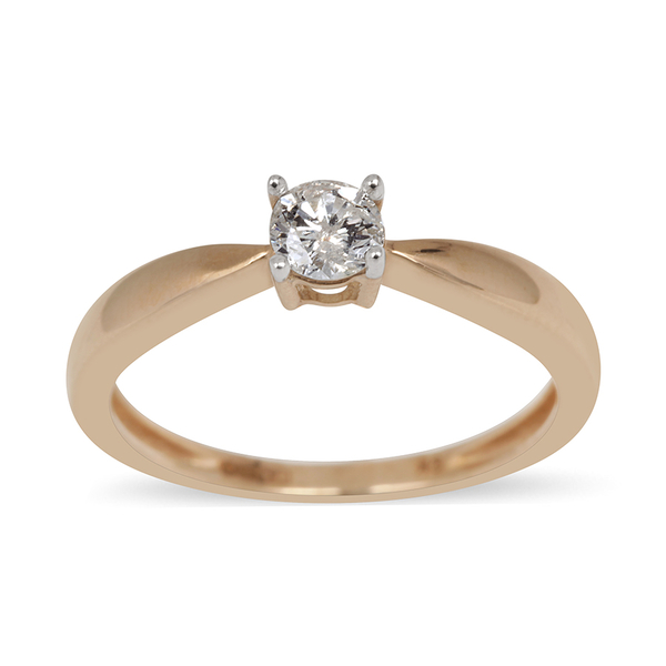 9K Y Gold SGL Certified Diamond (Rnd) (I3/ G-H) Solitaire Ring 0.250 Ct.