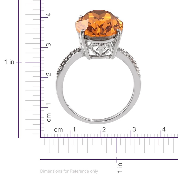 Lustro Stella  - Topaz Colour Crystal (Ovl) Ring in Platinum Overlay Sterling Silver