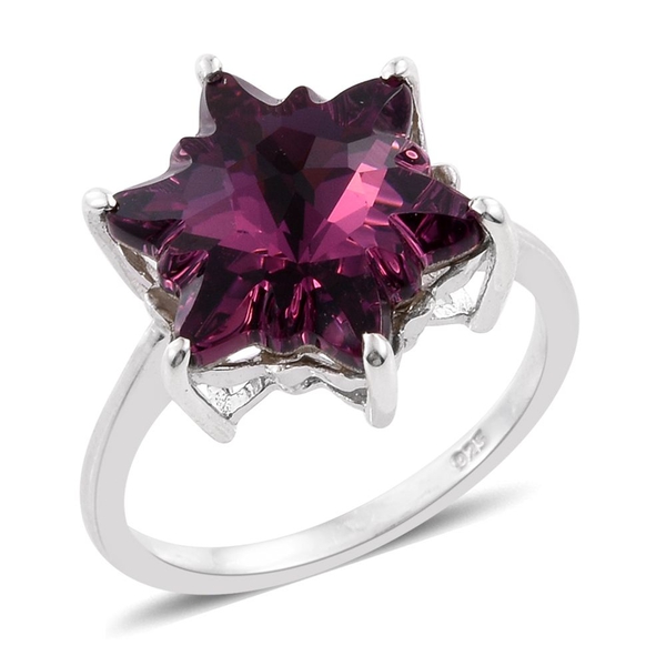 STELLARIS CUT Lustro Stella  - Rubellite Colour Crystal Solitaire Ring in Platinum Overlay Sterling 
