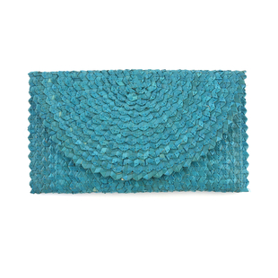 Bali Collection Plam Leaf Sisik Pattern Woven Clutch Handbags (Size:57x35x25Cm) - Turquoise