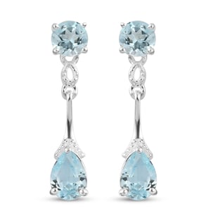 2.75 Ct Sky Blue Topaz Drop Earrings in Sterling Silver with Push Back