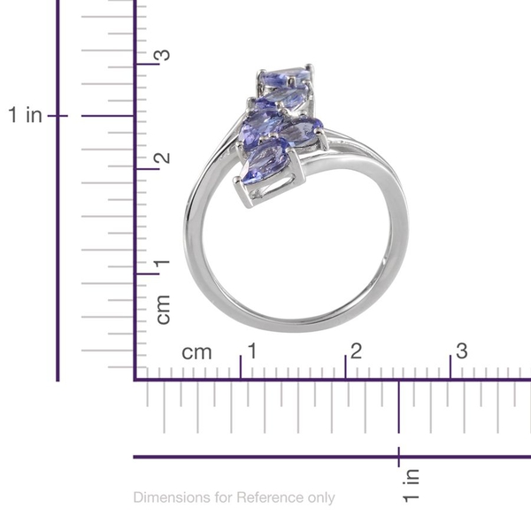 Close Out Deal 9K W Gold Tanzanite (Pear) 5 Stone Crossover Ring 2.000 Ct.