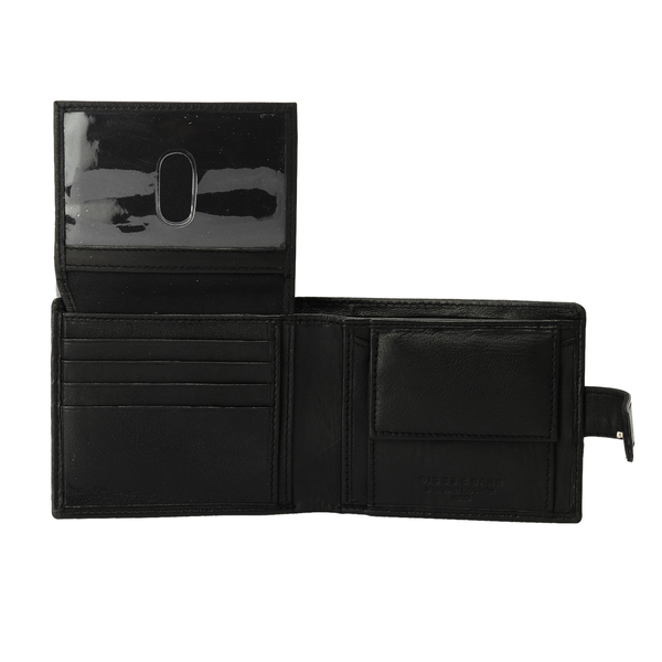 RFID Protected Leather Wallet (Size 12x2x9 cm) - Black