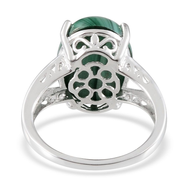 Malachite (Ovl) Solitaire Ring in Sterling Silver 7.750 Ct.