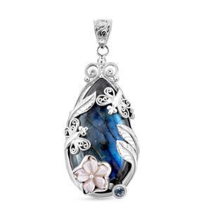 SAJEN SILVER Natures Joy Collection - Labradorite and Skyblue Topaz Pendant in Sterling Silver 85.35