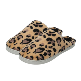 Leopard Pattern Memory Foam Home Slippers White and Black