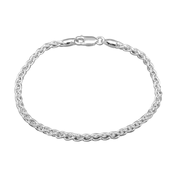 JCK Vegas Collection Spiga Chain Bracelet in Rhodium Plated Silver 7.5 Inch