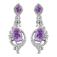 Moroccan Amethyst and Natural Cambodian Zircon Dangling Earrings (with Push Back) in Platinum Overla