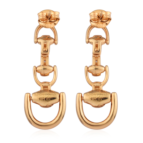 Sundays Child - Natural Cambodian Zircon Snaffle Dangle Earrings (with Push Back) in 14K Gold Overlay Sterling Silver