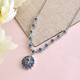 AAA Ceylon Sapphire Cluster Necklace (Size 18) in Platinum Overlay Sterling Silver 4.00 Ct.