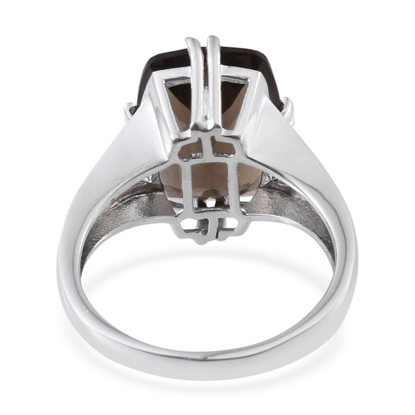 Brazilian Smoky Quartz (Cush) Solitaire Ring in Platinum Overlay Sterling Silver 8.500 Ct.