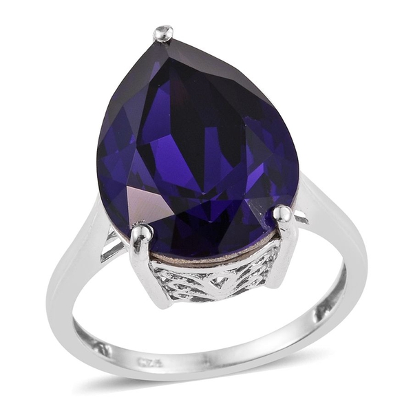 Lustro Stella  - Purple Velvet Crystal (Pear) Ring in Platinum Overlay Sterling Silver