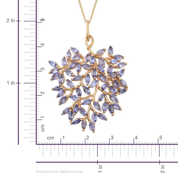 Tanzanite (Mrq) Leaves Pendant With Chain in 14K Gold Overlay Sterling Silver 4.250 Ct.