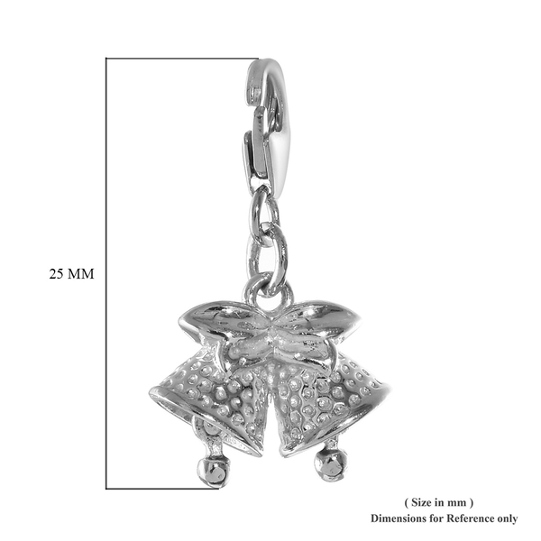 Bow Bells Charm in Platinum Plated 925 Sterling Silver