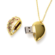 Pink Austrian Crystal Pendant with Chain (Size 24) with USB Storage Device 16GB in Gold Tone