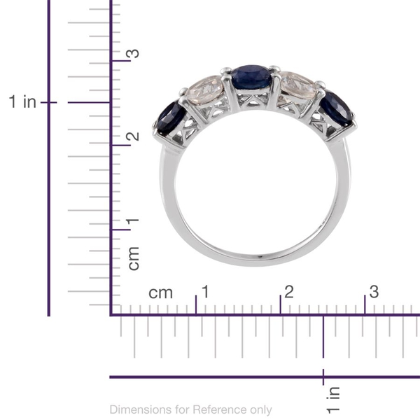 Diffused Blue Sapphire (Rnd), White Topaz Ring in Platinum Overlay Sterling Silver 2.750 Ct.