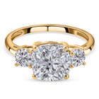 Moissanite Trilogy Ring (Size O) in 14K Gold Overlay Sterling Silver 2.79 Ct.