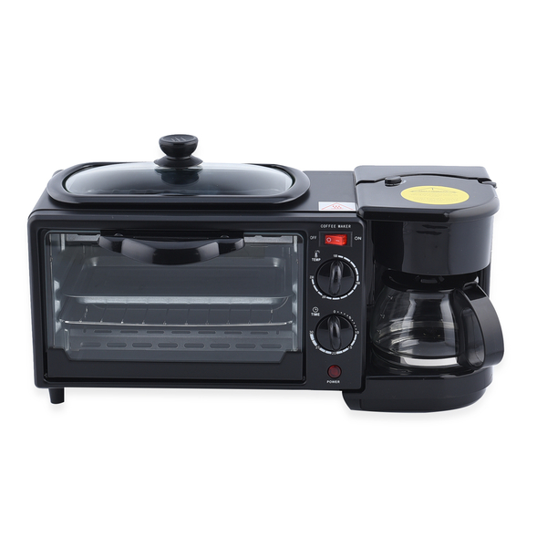 3 in 1 Mini Kitchen Solution (Toaster Oven - 9 Litre, Coffee Pot - 600 ML and Frying Pan)