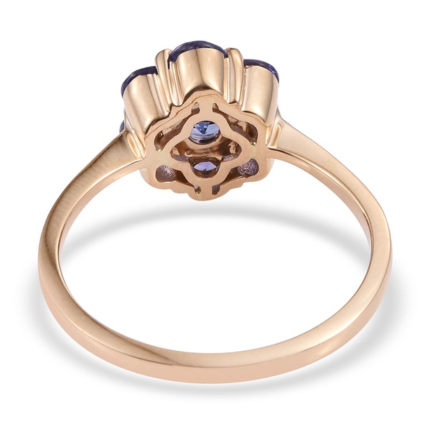 ILIANA 18K Y Gold AAA Tanzanite (Rnd 0.50 Ct) 7 Stone Floral Ring 2.250 Ct.