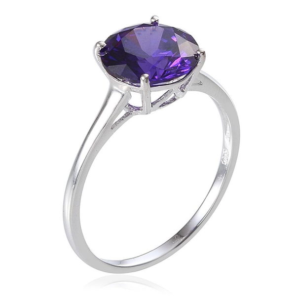 AAA Simulated Amethyst (Rnd) Solitaire Ring in Sterling Silver