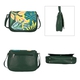Set of 3 - Genuine Leather Crossbody Leaf Pattern Bag with Matching Coin Pouch and Gemstone Key Charm - Green