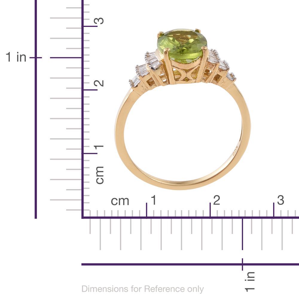 Rare Size Hebei Peridot (Ovl10x8), Diamond Ballerina Ring in 14K Gold Overlay Sterling Silver 3.150 Ct.