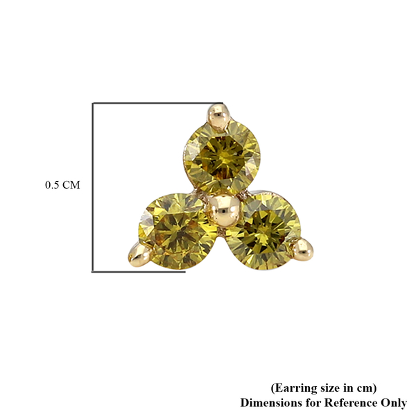 SGL Certified 9K Yellow Gold Diamond Earring  0.250  Ct. (Fancy Yellow / I3) with Push Back
