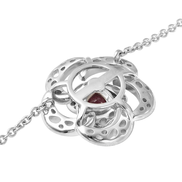 RACHEL GALLEY Rose Collection - African Ruby (FF) Necklace (Size 18/20/24) in Rhodium Overlay Sterling Silver 1.67 Ct, Silver Wt 17.39 Gms