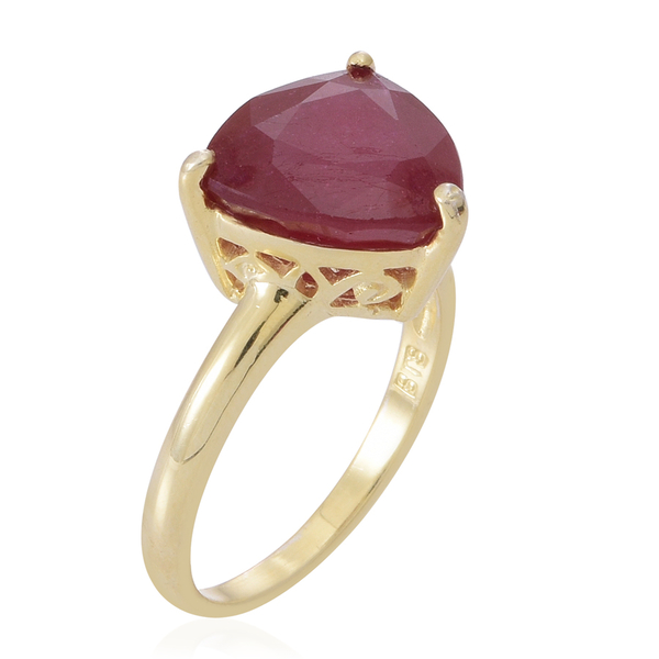 African Ruby (Trl) Solitaire Ring in 14K Gold Overlay Sterling Silver 8.000 Ct.