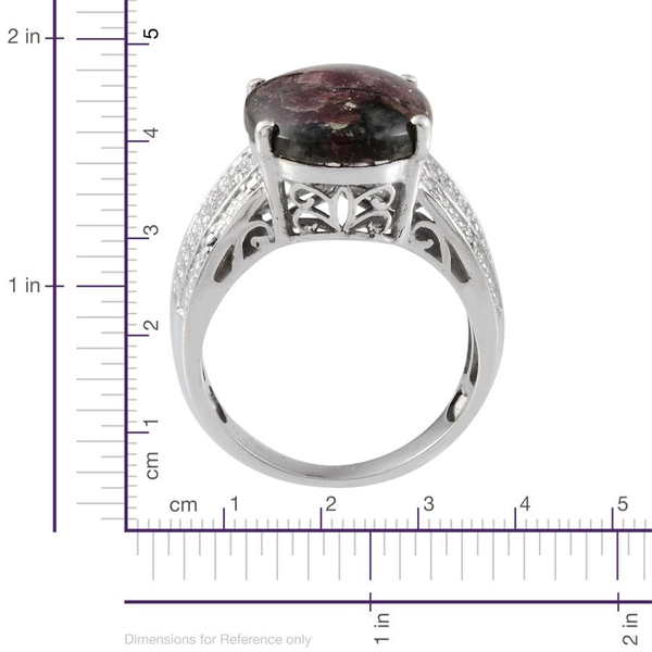 Eudialyte (Ovl 7.25 Ct), Diamond Ring in Platinum Overlay Sterling Silver 7.260 Ct.