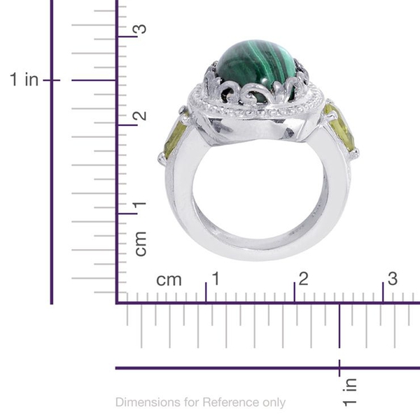Malachite (Ovl 7.00 Ct), Hebei Peridot Ring in Platinum Bond 7.750 Ct.