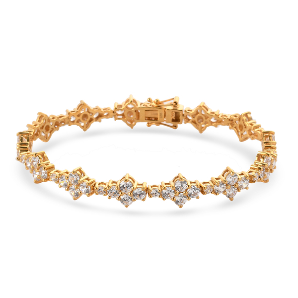 Lustro Stella 14K Gold Overlay Sterling Silver Bracelet (Size 7.5) Made with Finest CZ 11.96 Ct, Sil