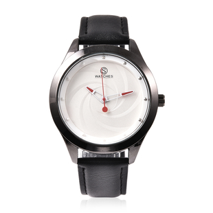 STRADA Japanese Movement Watch with Black Strap in Silver Tone
