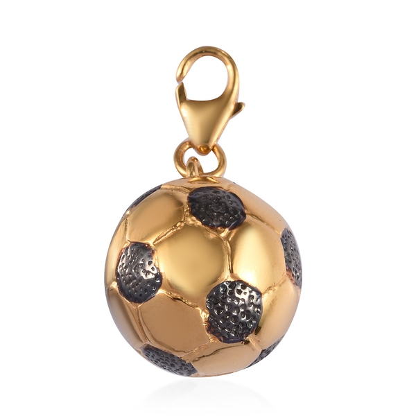 WEBEX- 14K Gold and Black Overlay Sterling Silver Football Charm, Silver wt 4.60 Gms