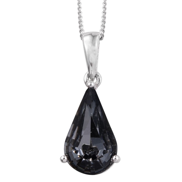 Lustro Stella  - Silver Night Crystal (Pear) Pendant With Chain in Platinum Overlay Sterling Silver
