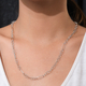 NY Designer Close Out - Platinum Overlay Sterling Silver Figaro Necklace (Size - 22) With Lobster Clasp, Silver Wt 8.28 Gms