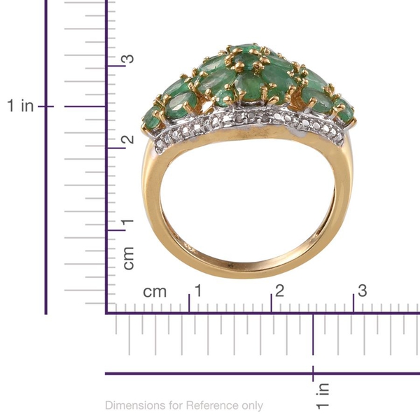 Kagem Zambian Emerald (Ovl), Diamond Ring in 14K Gold Overlay Sterling Silver 1.920 Ct.
