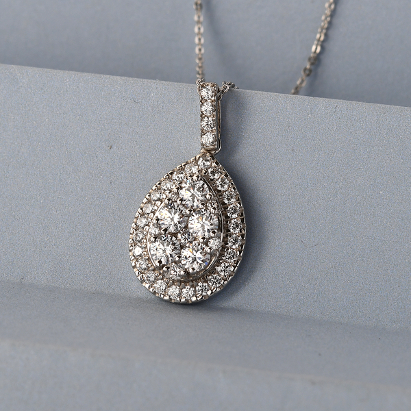 Lustro Stella Platinum Overlay Sterling Silver Pendant With Chain (Size 18) Made with Finest CZ 2.52 Ct.