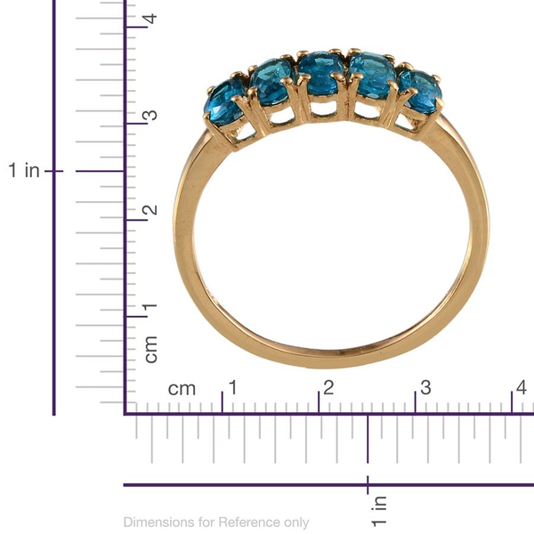 Malgache Neon Apatite (Ovl) 5 Stone Ring in Yellow Gold Overlay Sterling Silver 1.000 Ct.